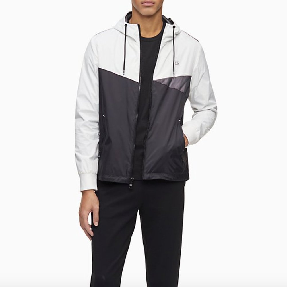 CK. COLORBLOCK ZIP HOODED WINDBREAKER